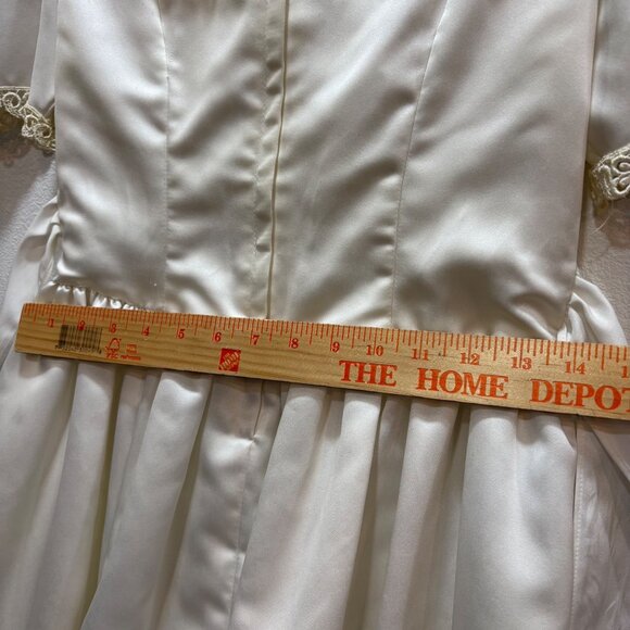 VTG Jessica Mcclintock Girls Ivory Satin & Lace Dress Size 14 Embroidered lined - Picture 8 of 10